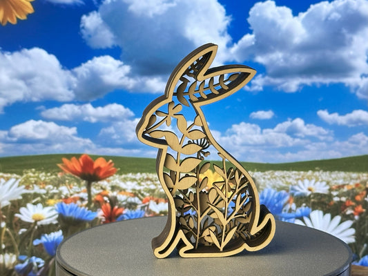 "Blumenhase B" – Mehrschichtiger Hasenumriss (Kopie)